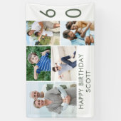 フォトコラージュ5写真60th誕生日バナー 横断幕 (縦)