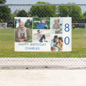フォトコラージュ5写真80th誕生日バナー 横断幕 (インサイチュ)