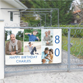フォトコラージュ5枚 80歳の誕生日バナー 横断幕