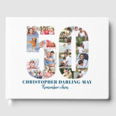 フォトコラージュ50誕生日いつ覚えて…ブルー ゲストブック (正面)