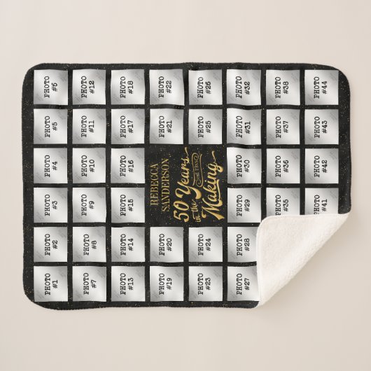 フォトコラージュ50誕生日 パーソナライズされた シェルパブランケット (正面(横))