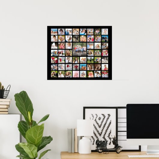 フォトコラージュ53枚の写真パーソナライズされたのカスタム色 ポスター (ホームオフィス)
