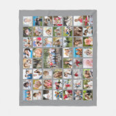 フォトコラージュ53枚の写真パーソナライズされた編集可能グレー フリースブランケット (正面)