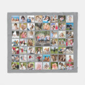 フォトコラージュ53枚の写真パーソナライズされた編集可能グレー フリースブランケット (正面(横))