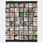 フォトコラージュ53枚パーソナライズされた黒フリース フリースブランケット (正面)