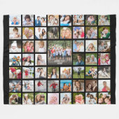 フォトコラージュ53枚パーソナライズされた黒フリース フリースブランケット (正面(横))