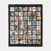 フォトコラージュ53枚パーソナライズされた黒 フリースブランケット (正面)