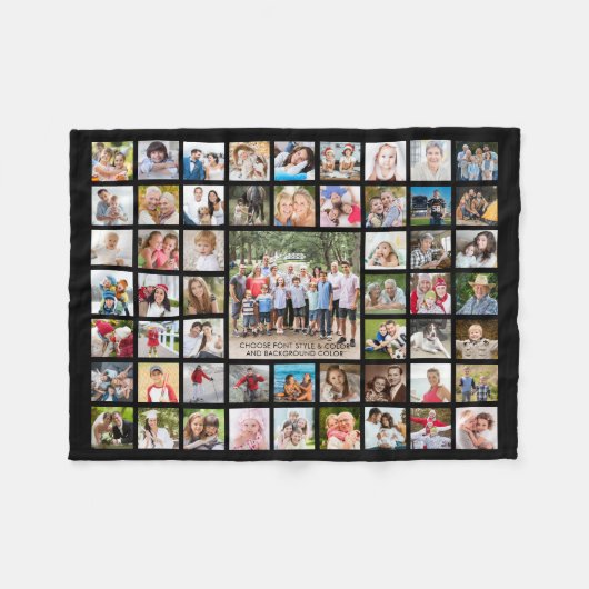 フォトコラージュ55枚の写真パーソナライズされたのカスタム色 フリースブランケット (正面(横))