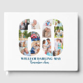 フォトコラージュ60誕生日いつ覚えて…ブルー ゲストブック (正面)