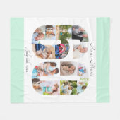 フォトコラージュ60誕生日ミントホワイト写真 フリースブランケット (正面(横))