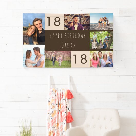 フォトコラージュ7パーソナライズされた写真18誕生日 横断幕 (インサイチュ)