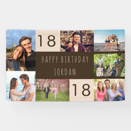 フォトコラージュ7パーソナライズされた写真18誕生日 横断幕 (横)