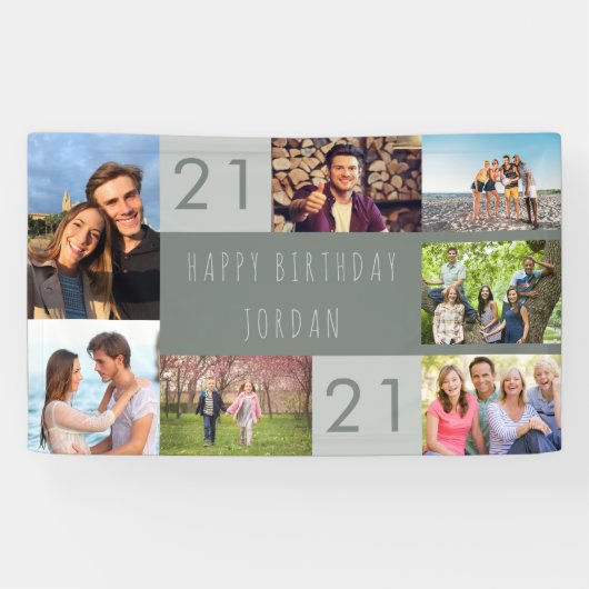 フォトコラージュ7パーソナライズされた写真21歳 横断幕 (横)