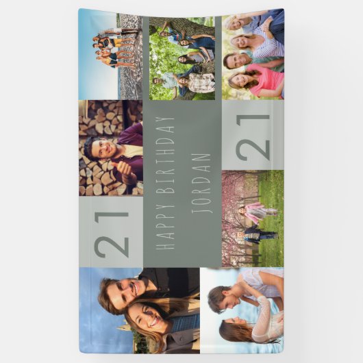 フォトコラージュ7パーソナライズされた写真21歳 横断幕 (縦)