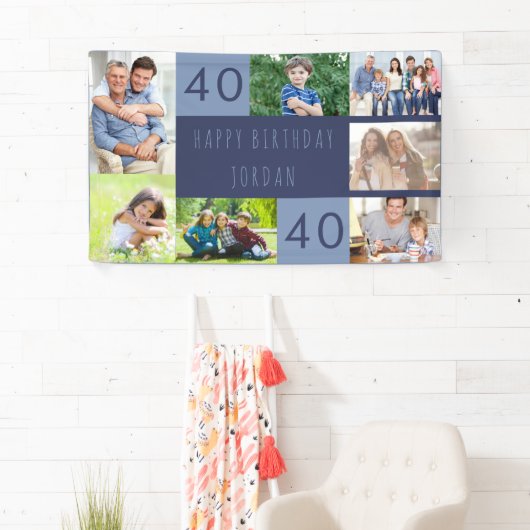 フォトコラージュ7パーソナライズされた写真40歳の誕生日 横断幕 (インサイチュ)