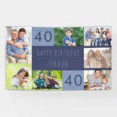 フォトコラージュ7パーソナライズされた写真40歳の誕生日 横断幕 (横)