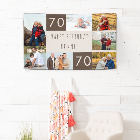 フォトコラージュ7パーソナライズされた写真70誕生日 横断幕 (インサイチュ)