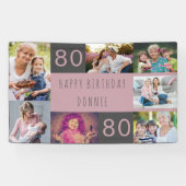 フォトコラージュ7パーソナライズされた写真80誕生日 横断幕 (横)