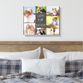 フォトコラージュ7写真グレーホワイト90誕生日 キャンバスプリント (インサイチュ (寝室))