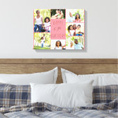 フォトコラージュ7写真コーラルピンク60誕生日 キャンバスプリント (インサイチュ (寝室))