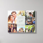 フォトコラージュ7写真ドーブグレー21歳の誕生日 キャンバスプリント (正面)
