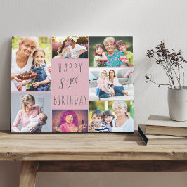フォトコラージュ7写真ピンクグレー80誕生日 キャンバスプリント