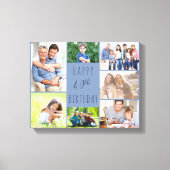 フォトコラージュ7写真ブルー40歳の誕生日 キャンバスプリント (正面)