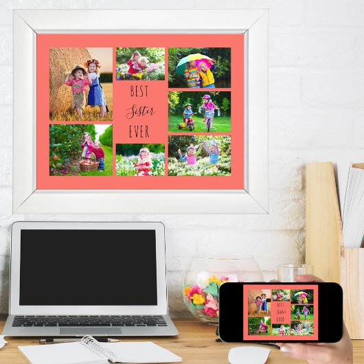 フォトコラージュ7最高の写真シスターエバーコーラル ポスター