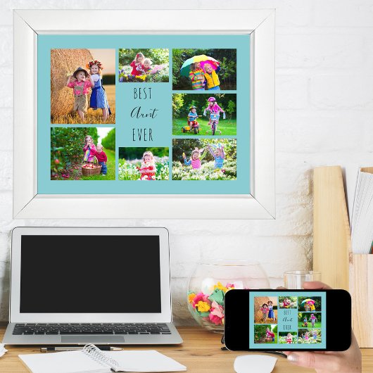 フォトコラージュ7最高の写真叔母エバースカイブルー ポスター