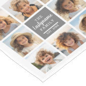 フォトコラージュ8写真グレー文字領域オンホワイト ショートテーブルランナー (コーナー)