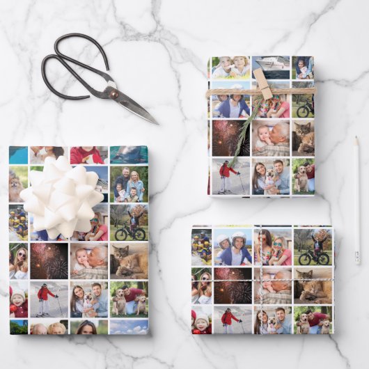 フォトコラージュ88スクエア写真 ラッピングペーパーシート (正面)