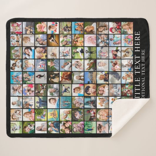 フォトコラージュ90平方写真カスタムカラー シェルパブランケット (正面(横))