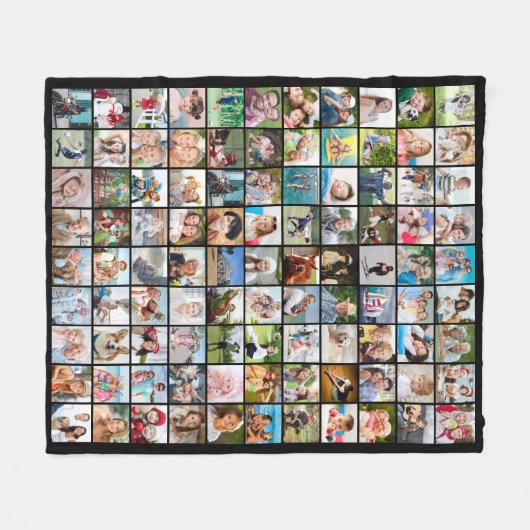 フォトコラージュ99正方形イメージ フリースブランケット (正面(横))
