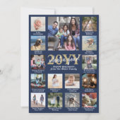 フォトコラージュ&キャプションWhat a Year海軍と金ゴールド シーズンカード (正面)