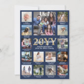 フォトコラージュ&キャプションWhat a Year海軍と金ゴールド シーズンカード (正面)