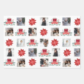 フォトコラージュ、クリスマスポインセチアとデコール ラッピングペーパーシート (正面3)