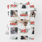 フォトコラージュ、クリスマスポインセチアとデコール ラッピングペーパーシート (インサイチュ)