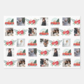 フォトコラージュ、クリスマスポインセチアとデコール ラッピングペーパーシート (正面)