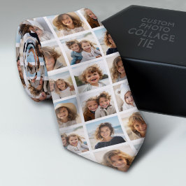 フォトコラージュ – グリッド内の9写真 – 白 ネクタイ