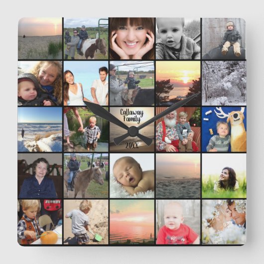 フォトコラージュ スクエア壁時計 (正面)