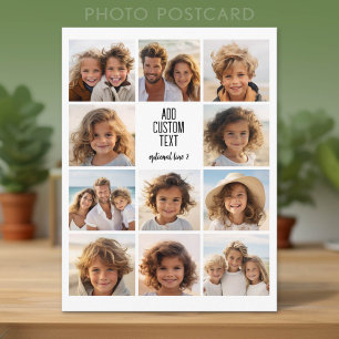 フォトコラージュ - テキストブロック2行付き11枚の写真 ポストカード