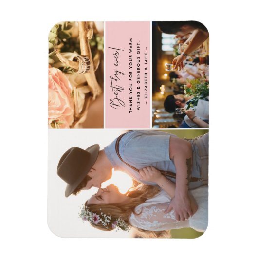 フォトコラージュ·ピンクありがとう マグネット (縦)