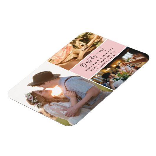 フォトコラージュ·ピンクありがとう マグネット (左側)