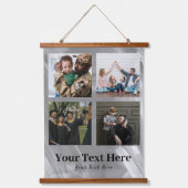 フォトコラージュ – ファミリ文字下部 – 白 吊り下げ型タペストリー (正面)