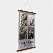 フォトコラージュ – ファミリ文字下部 – 白 吊り下げ型タペストリー (傾斜あり)