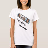 フォトコラージュ フィルム 名前 誕生日 女性 Tシャツ (正面)