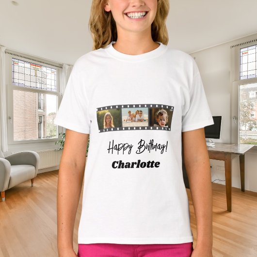 フォトコラージュ フィルム 名前 誕生日 少女 Tシャツ