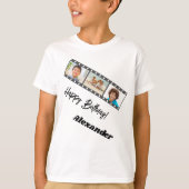 フォトコラージュ フィルム 名前 誕生日 男の子 Tシャツ (正面)