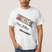 フォトコラージュ フィルム 名前 誕生日 男性 Tシャツ (正面)