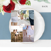 フォトコラージュ、ブルー、パープル、ブルゴーニュの水彩 セーブザデート